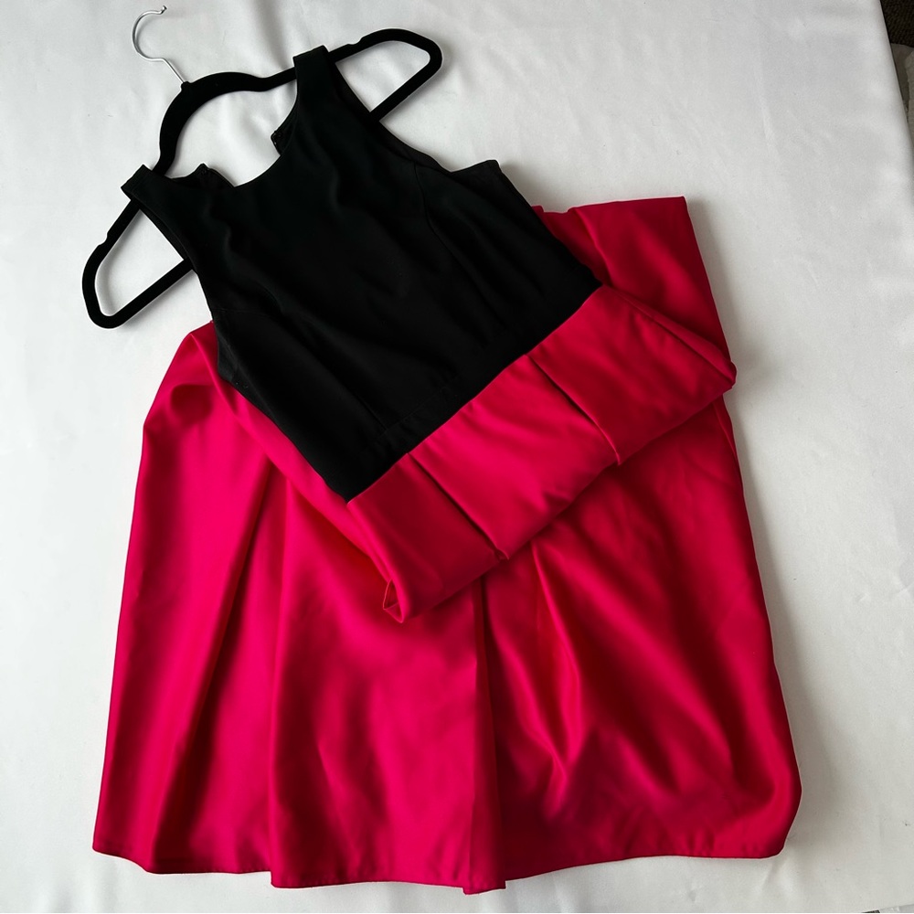 Betsy & Adam Chic Black and Pink Prom Gown